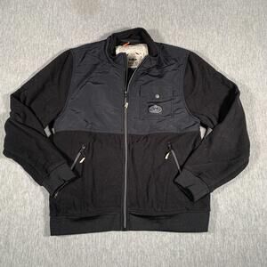Poler Outdoor Stuff Jacket Mens Large Black Fleece Full Zip Nylon Panel Camp